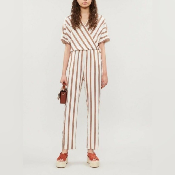 Maje Pieni Striped V-Neck Twill Jumpsuit ( 38 ) 6 - Picture 12 of 15